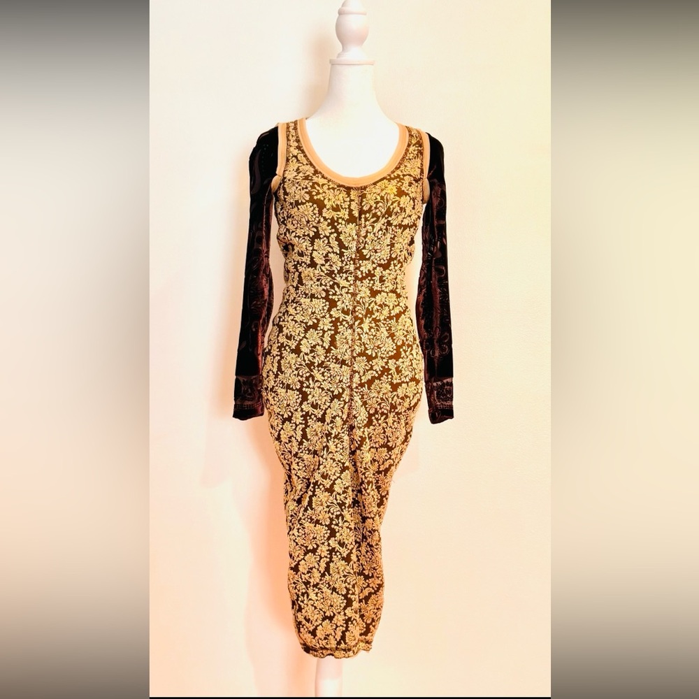 Marc Jacobs Brown Floral Long Sleeve Dress